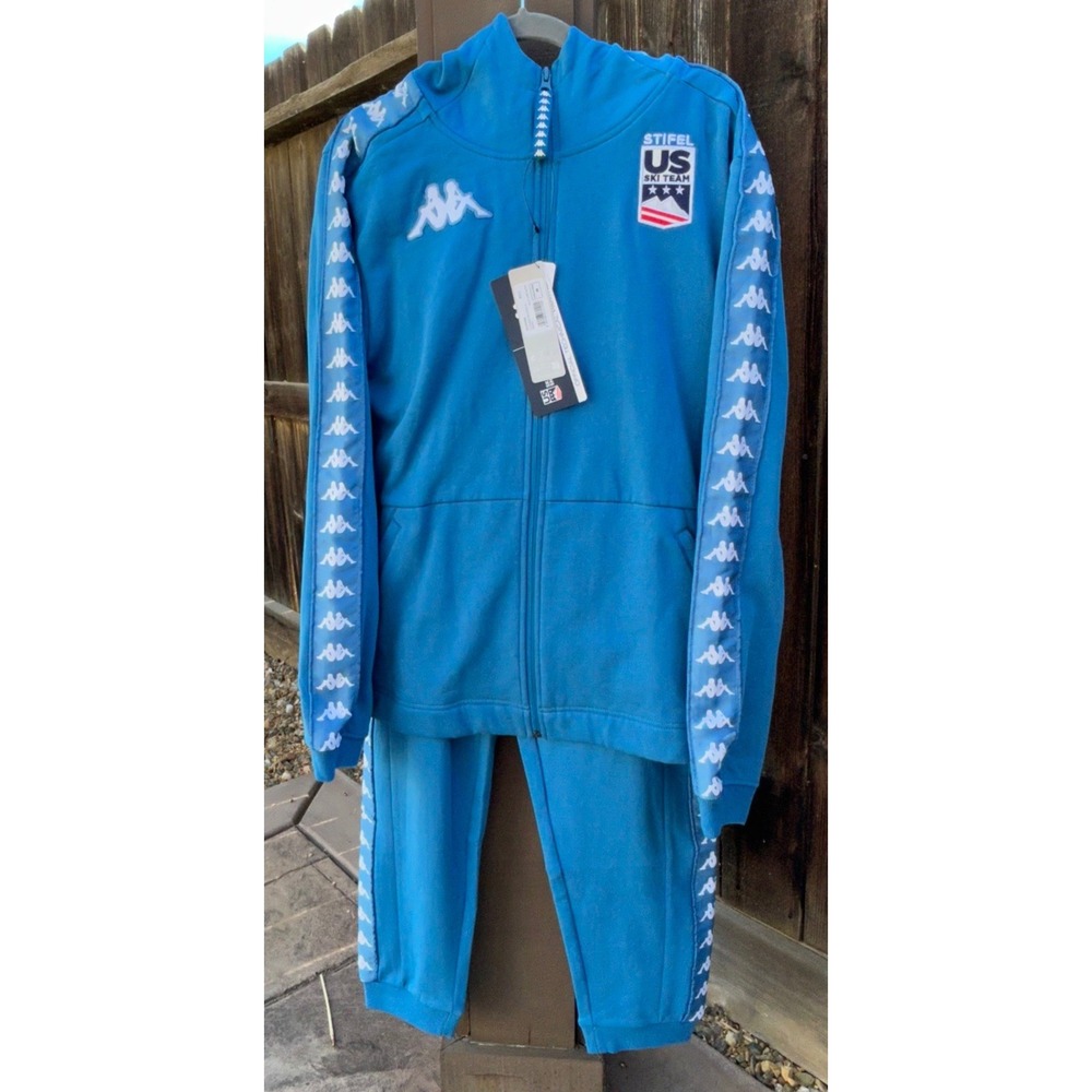 Kappa US Ski Team Tracksuit M Hoodie Joggers Set Blue Official Stifel NWT